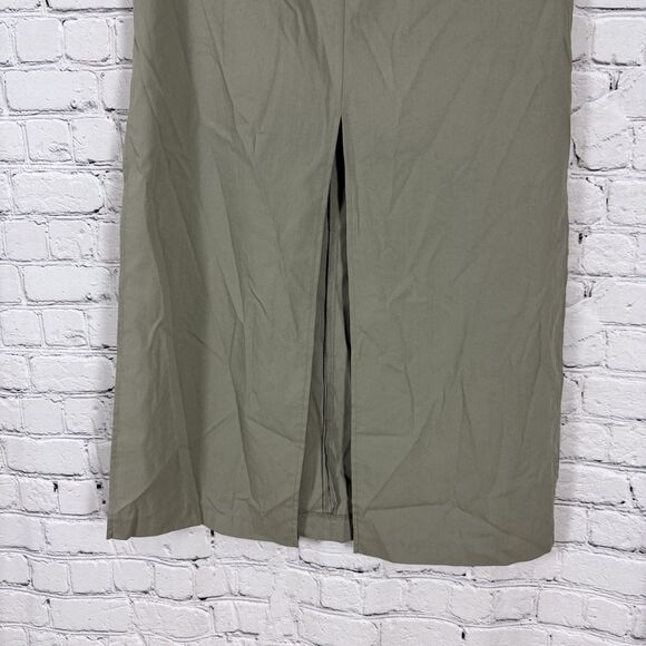 The Frankie Shop Maxi Skirt Olive Women S High Waisted Side Back Slits Pockets - Picture 11 of 16
